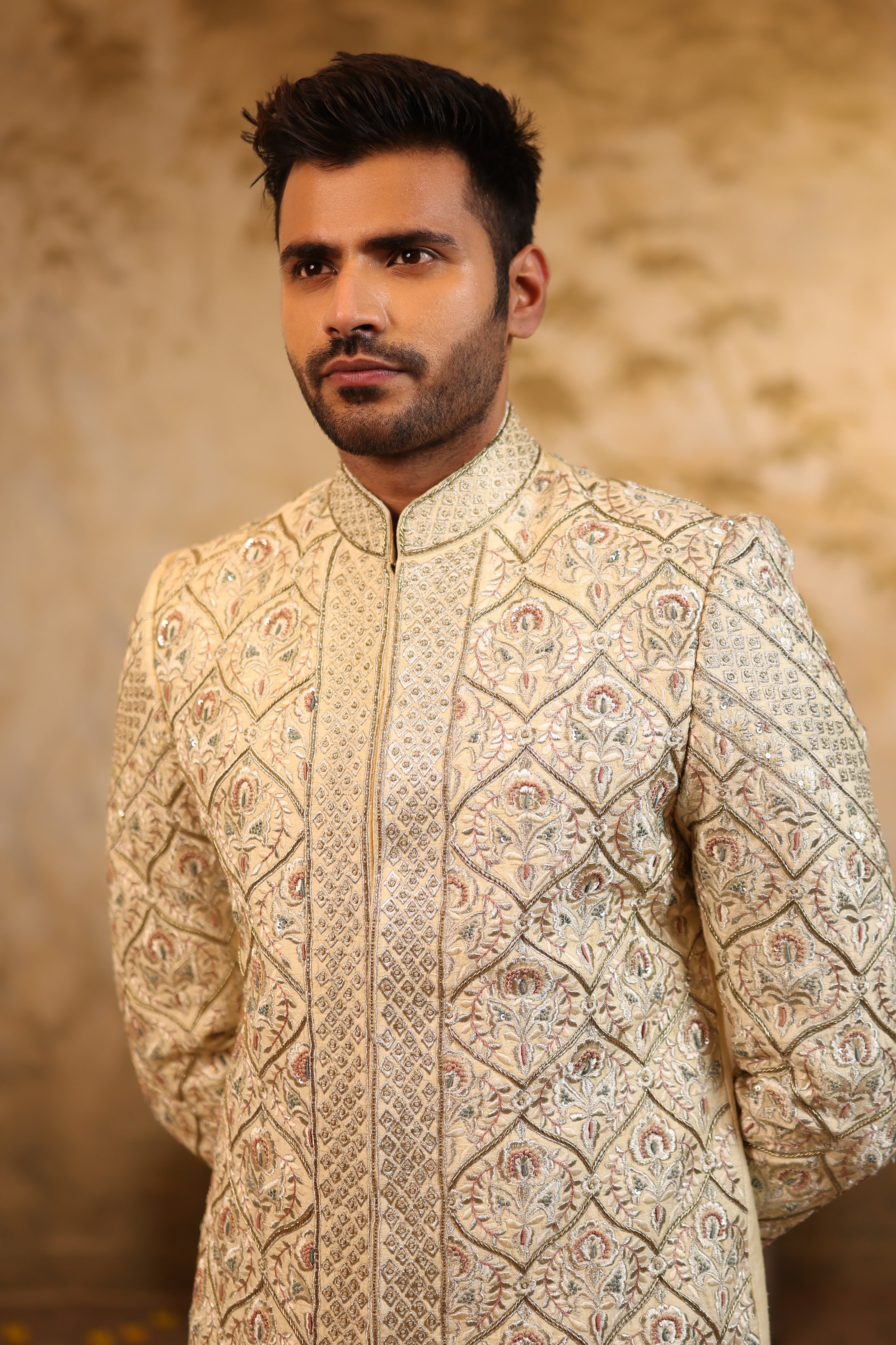 Ivory Regal Silk Sherwani
