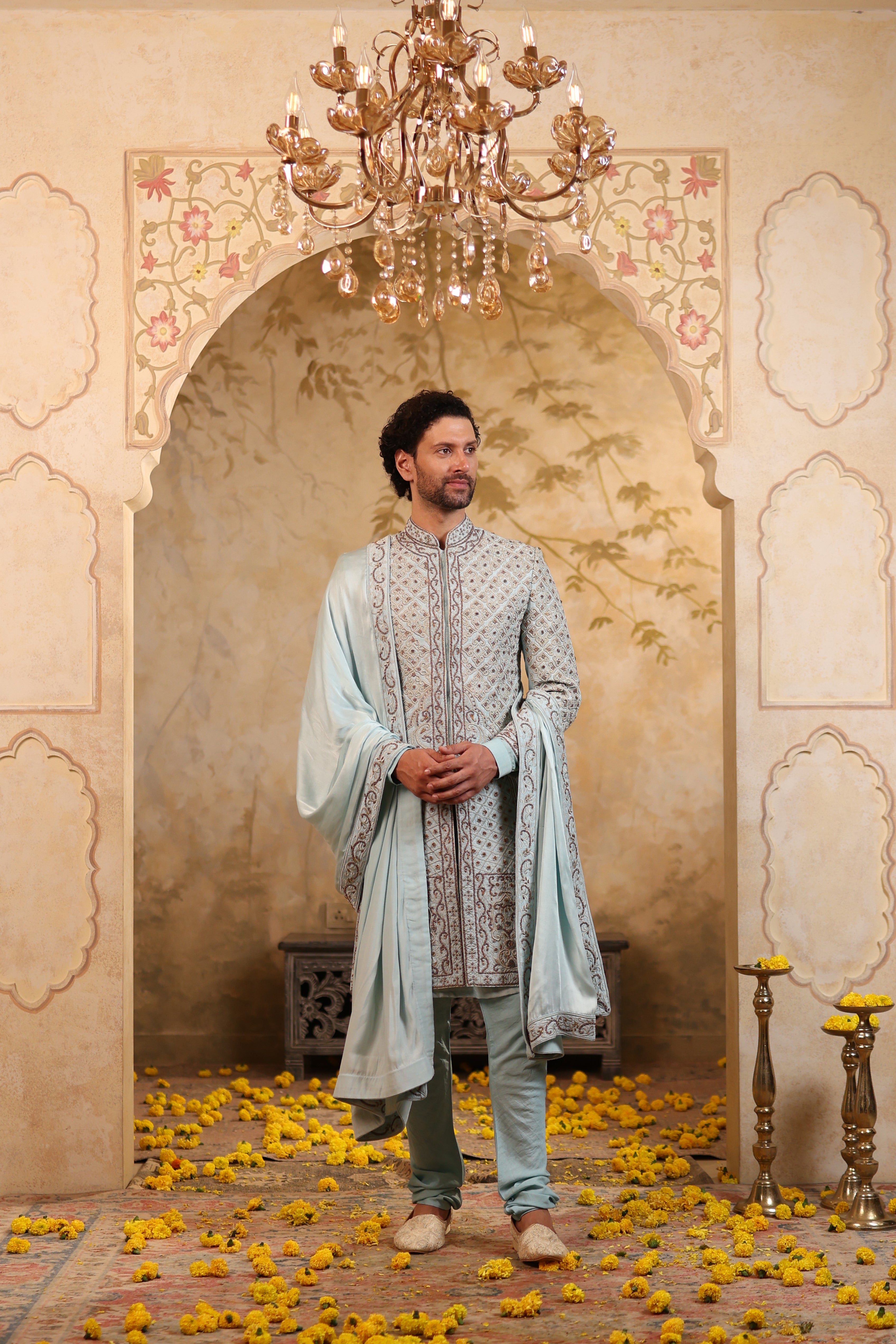 Ice Sapphire Sherwani Set