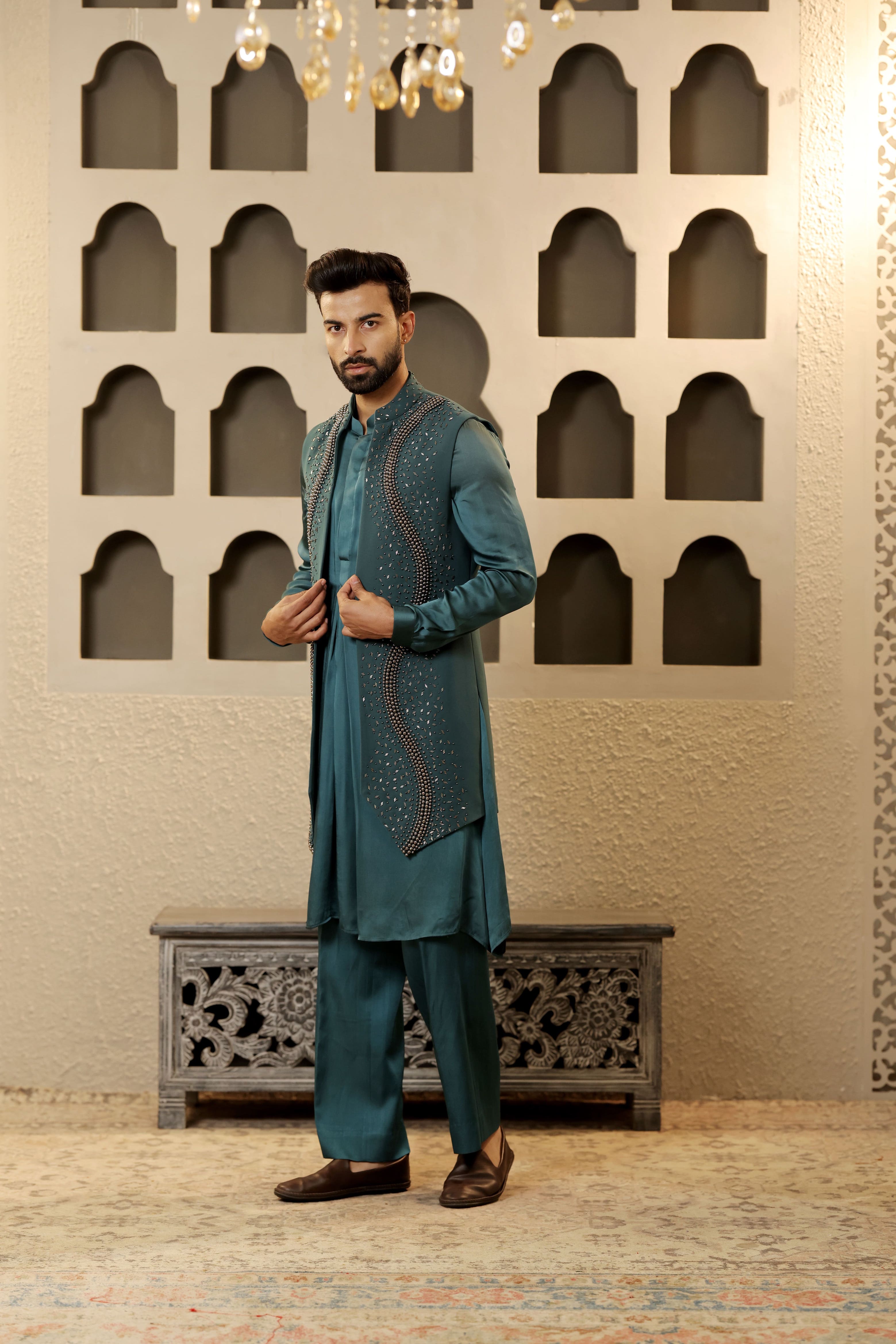 Teal Sterling Long Jacket Set