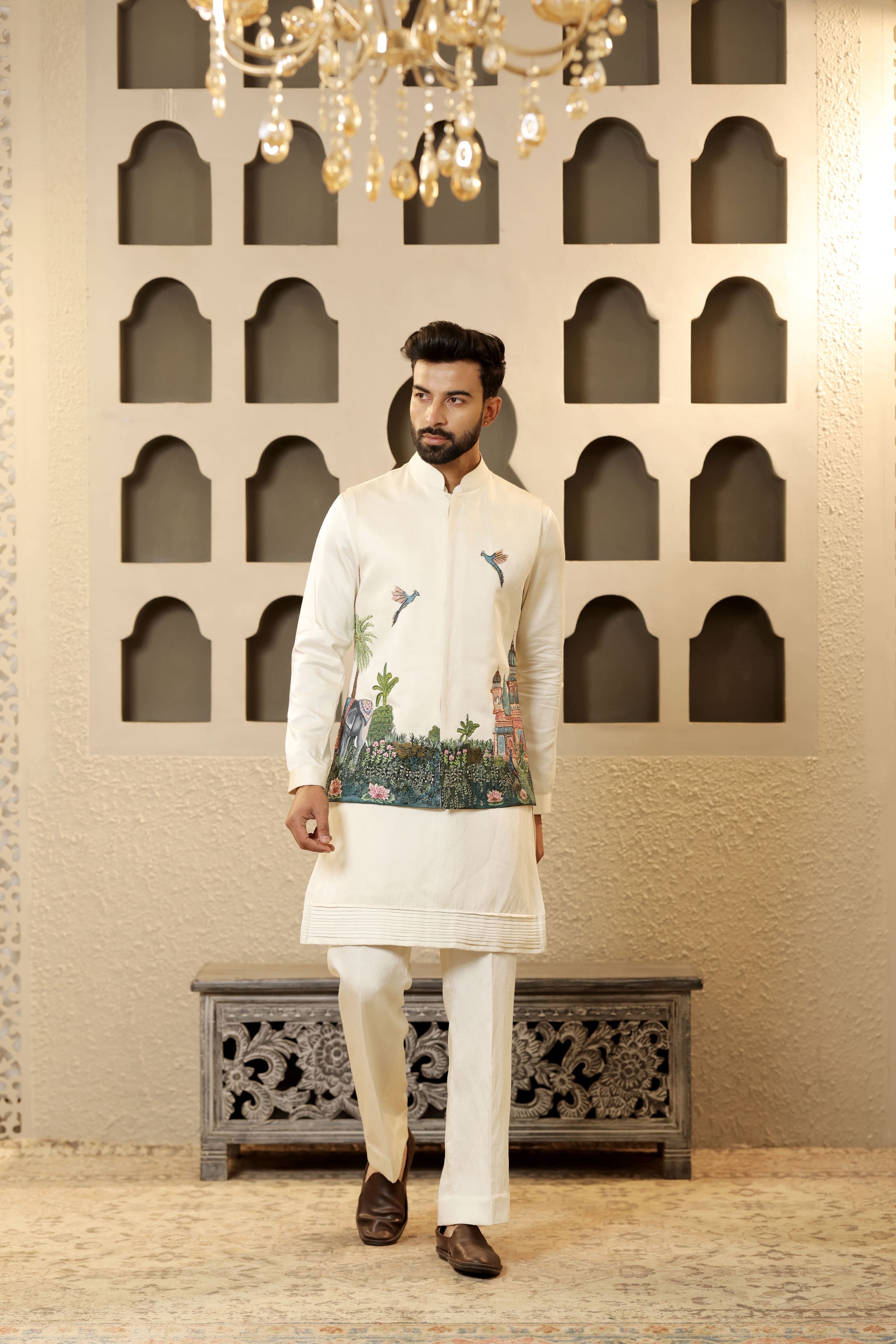 Ivory Canvas Jacket Set