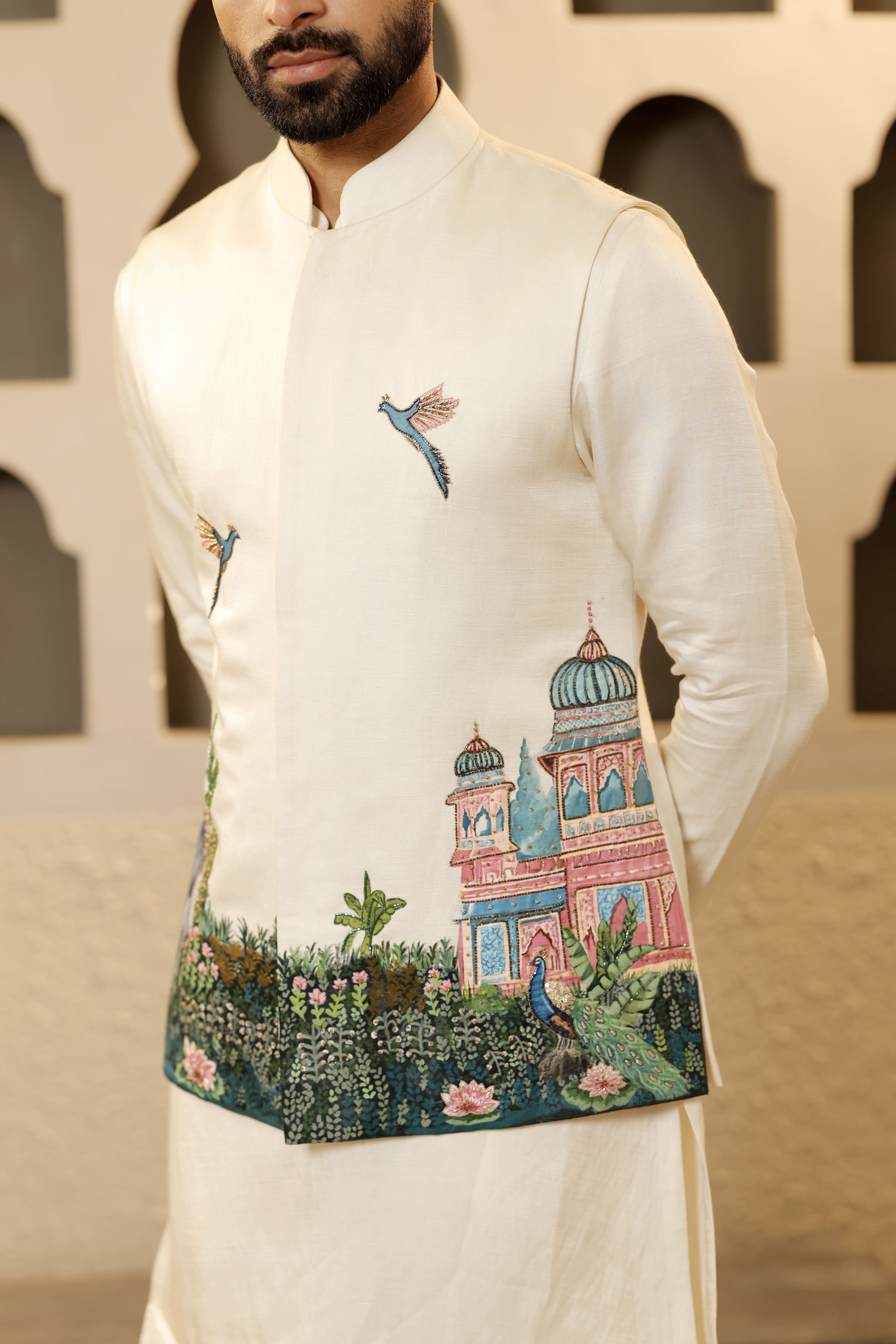 Ivory Canvas Jacket Set