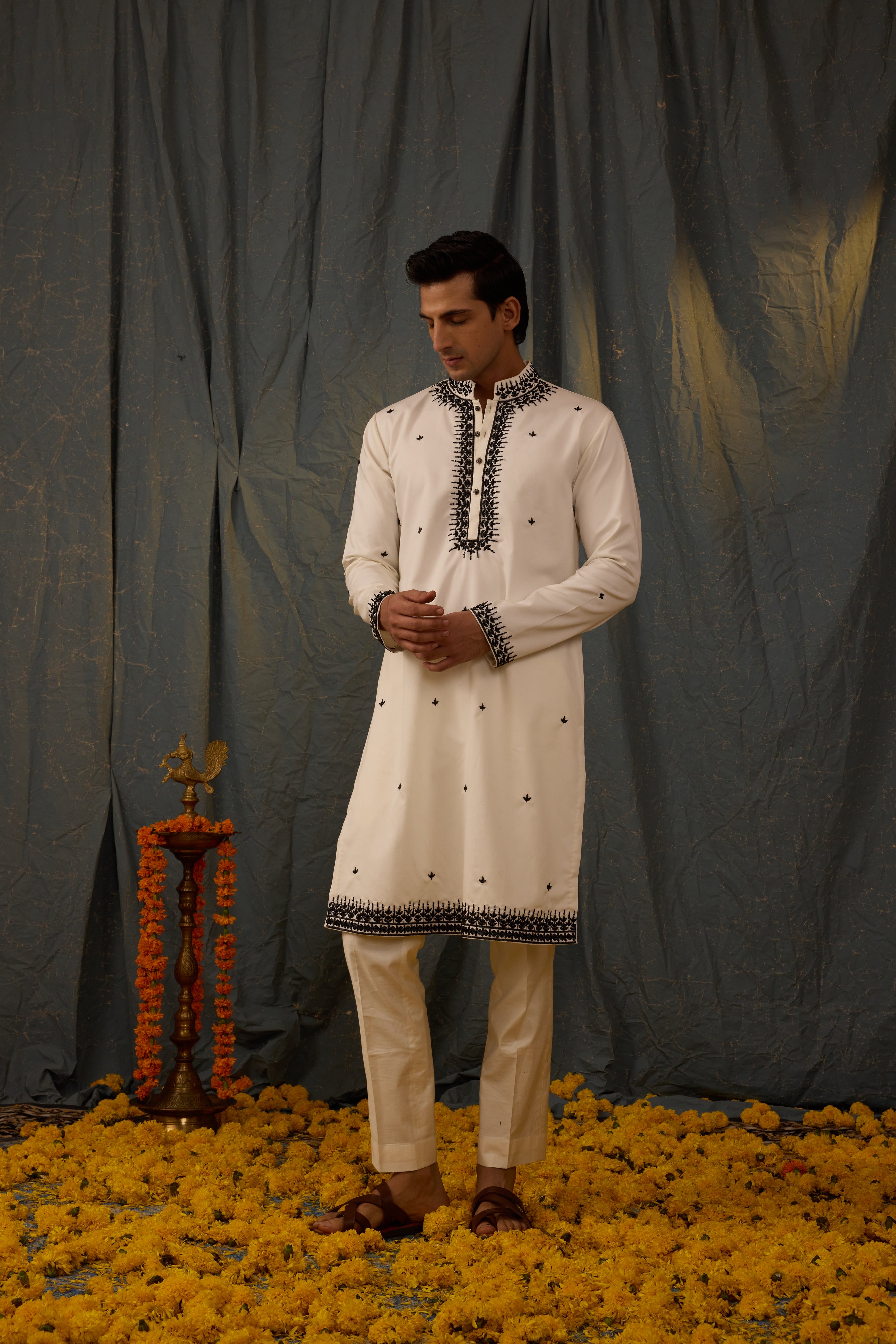 Ivory Black Kurta Set
