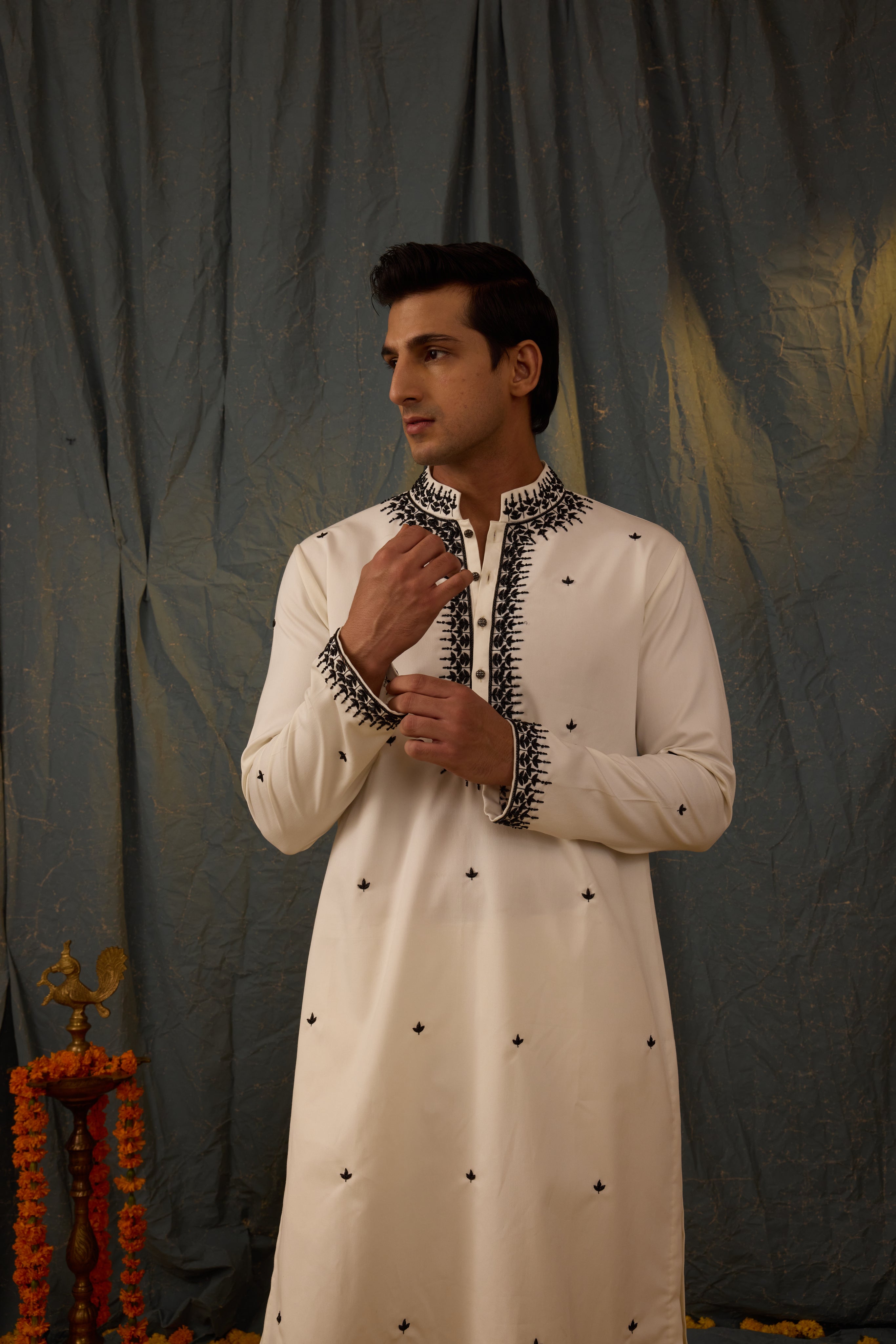 Ivory Black Kurta Set