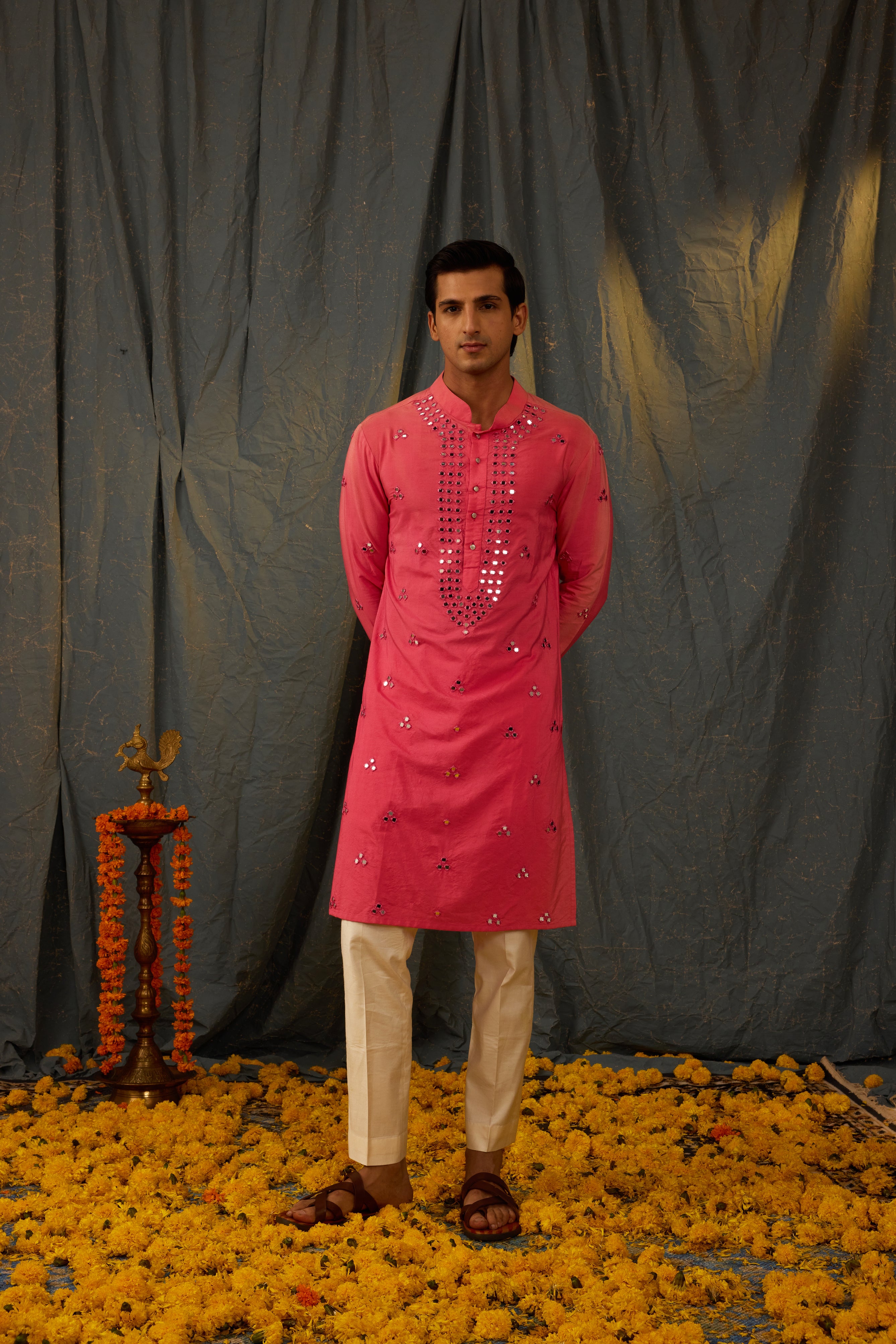 Electric Pink Mirror Kurta