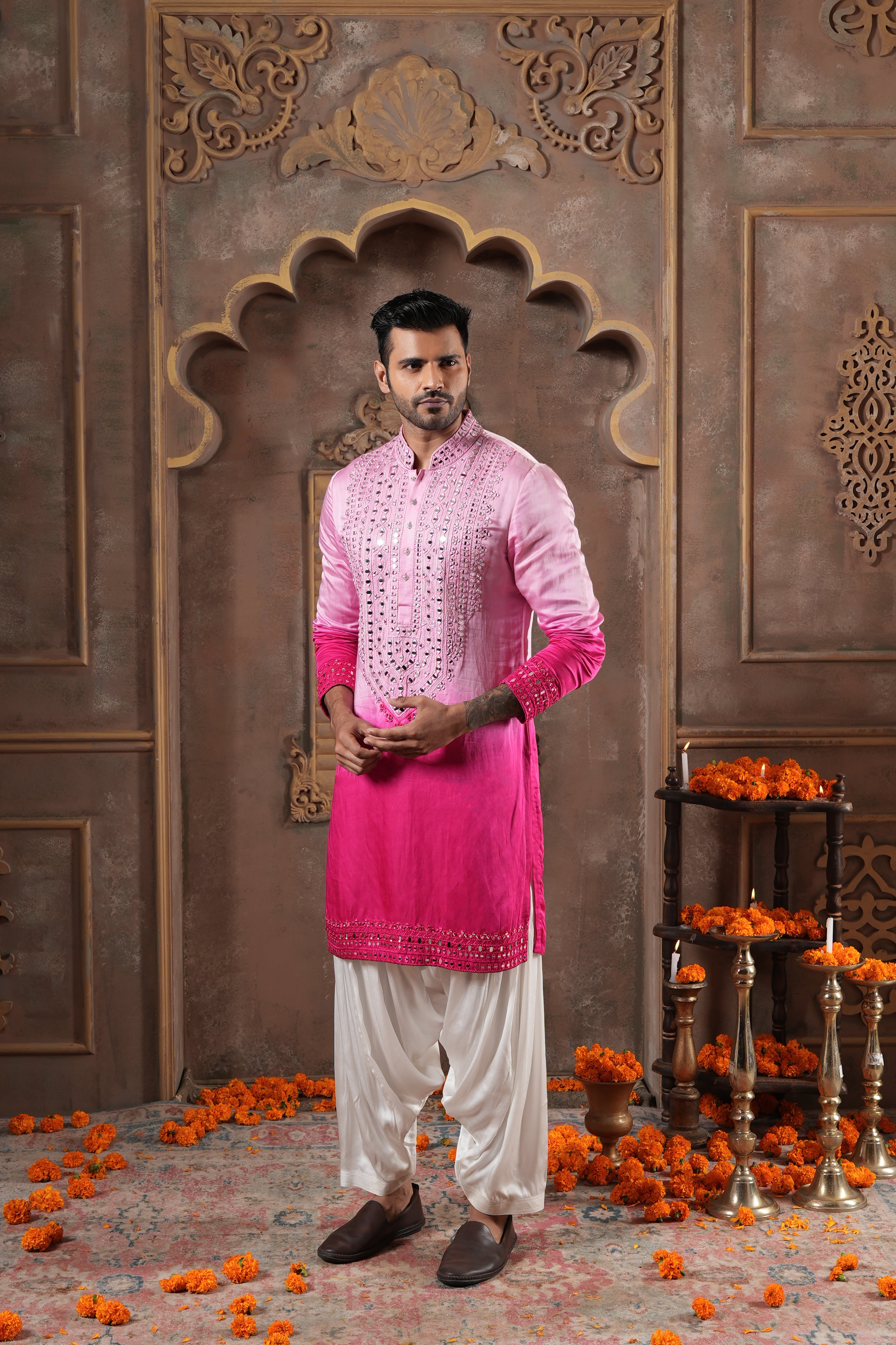 Blush Flame Ombre Kurta Set