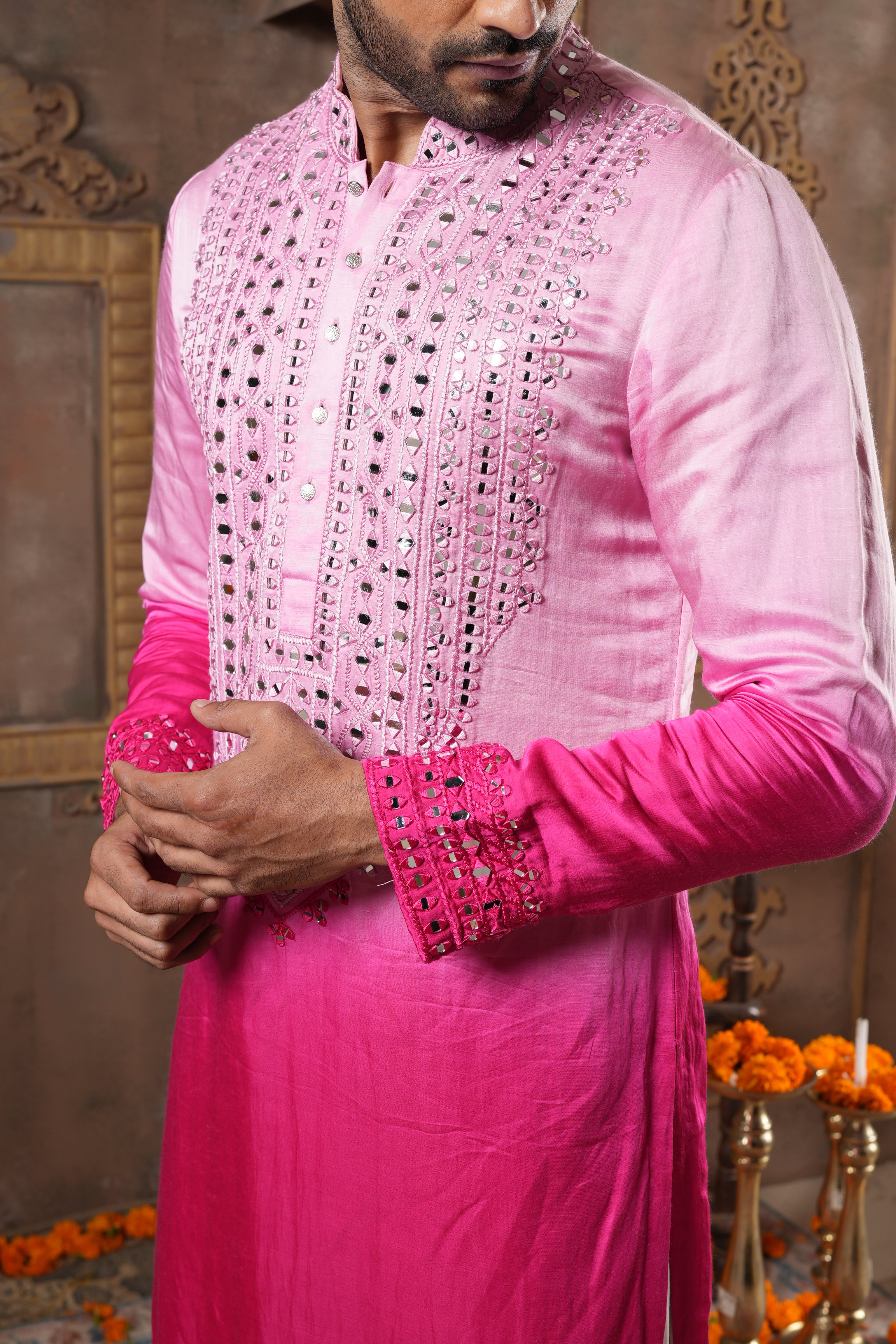 Blush Flame Ombre Kurta Set