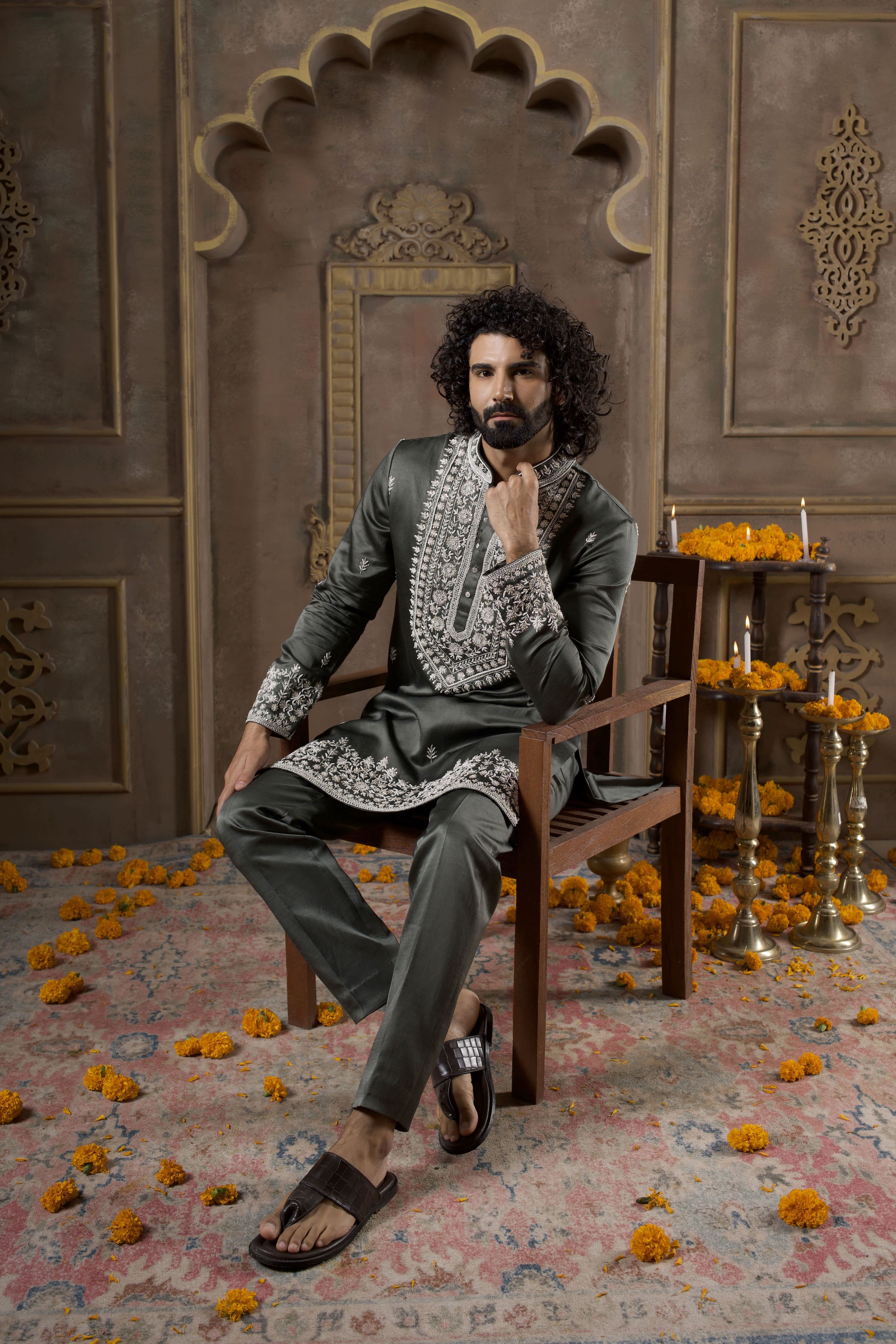 Kombu Green Pearl Kurta Set