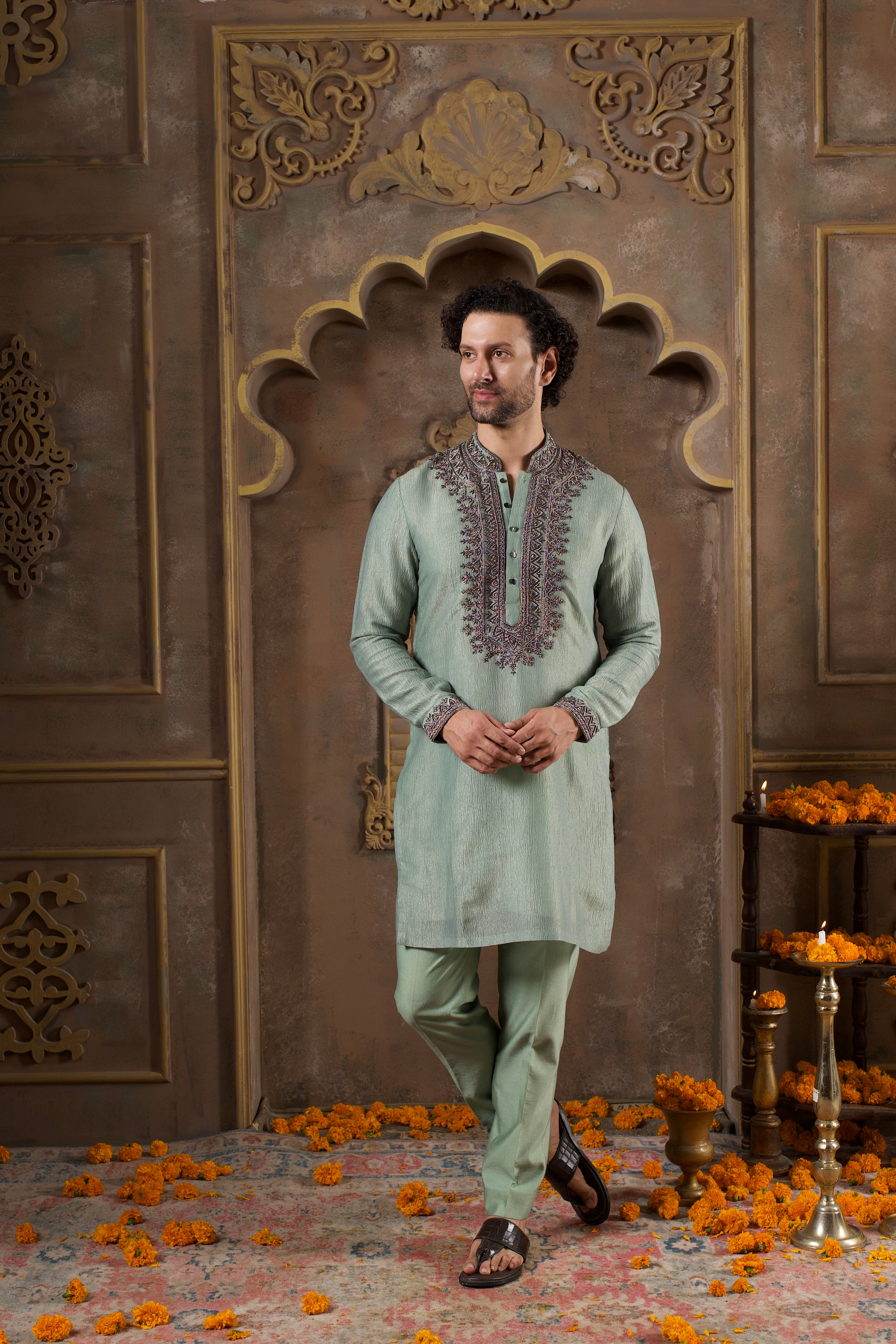 Eton Green Dabka Kurta Set