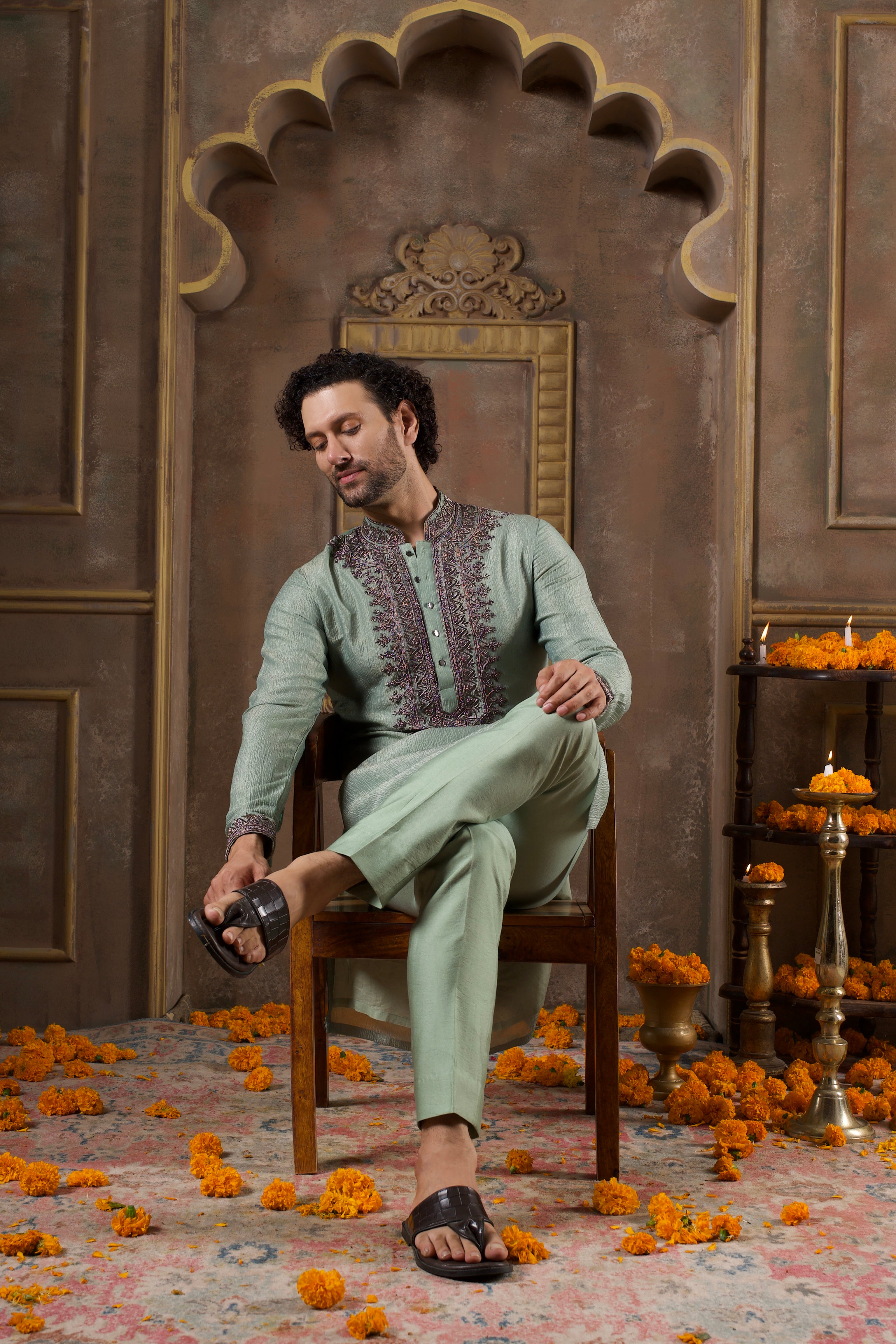 Eton Green Dabka Kurta Set