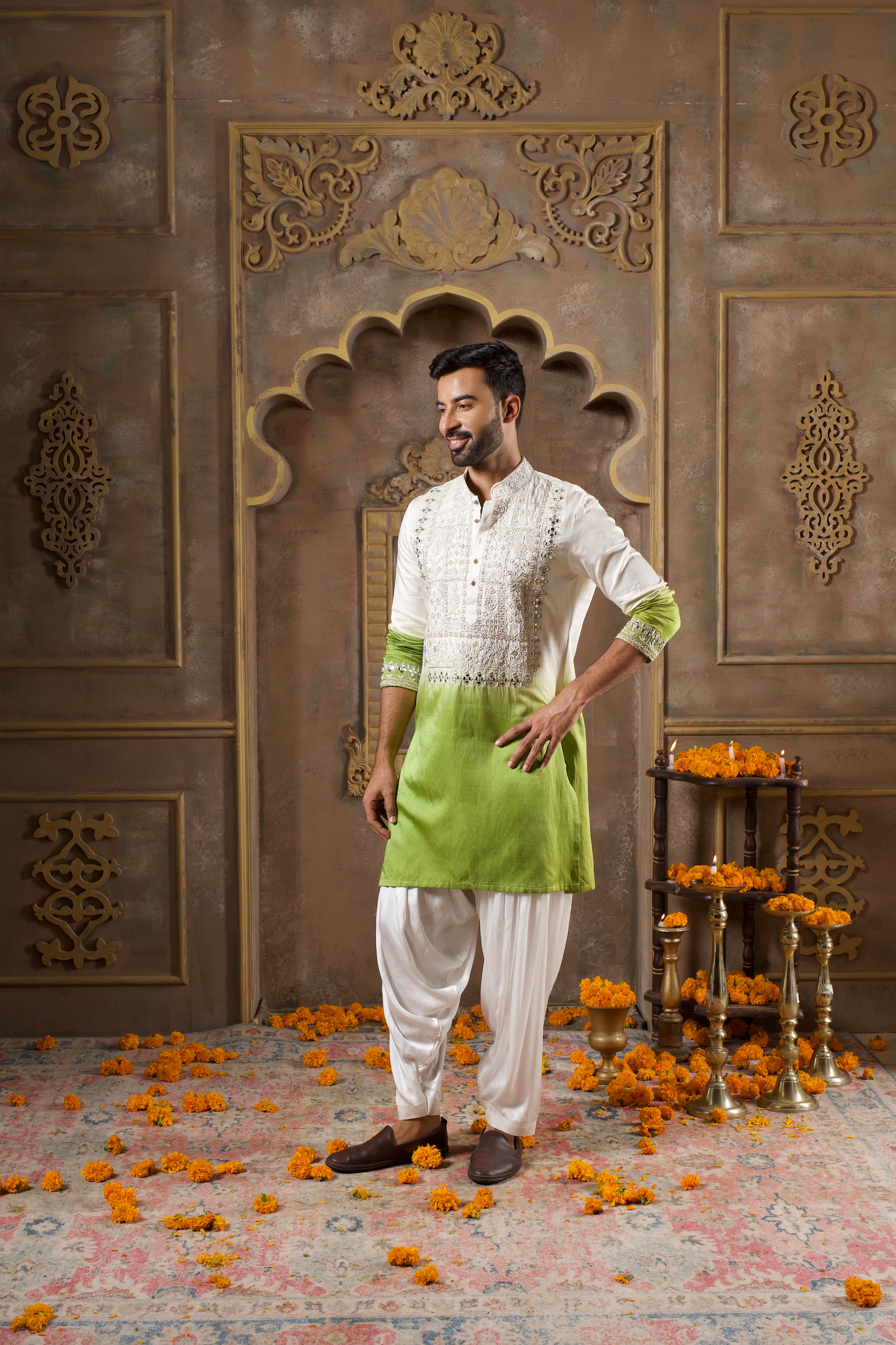 Ivory Forest Ombre Kurta Set