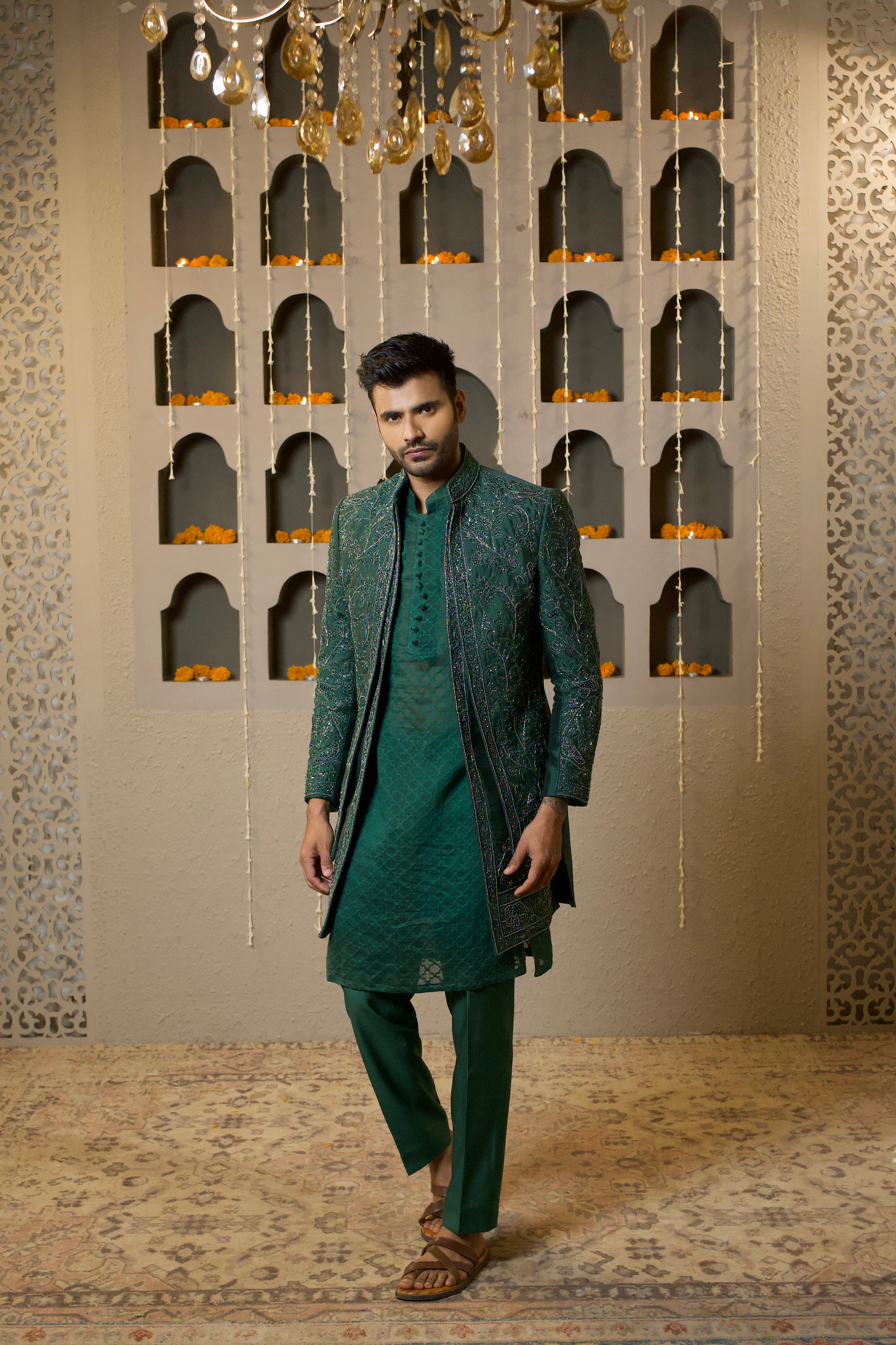Emerald Layered Indo-Western Set