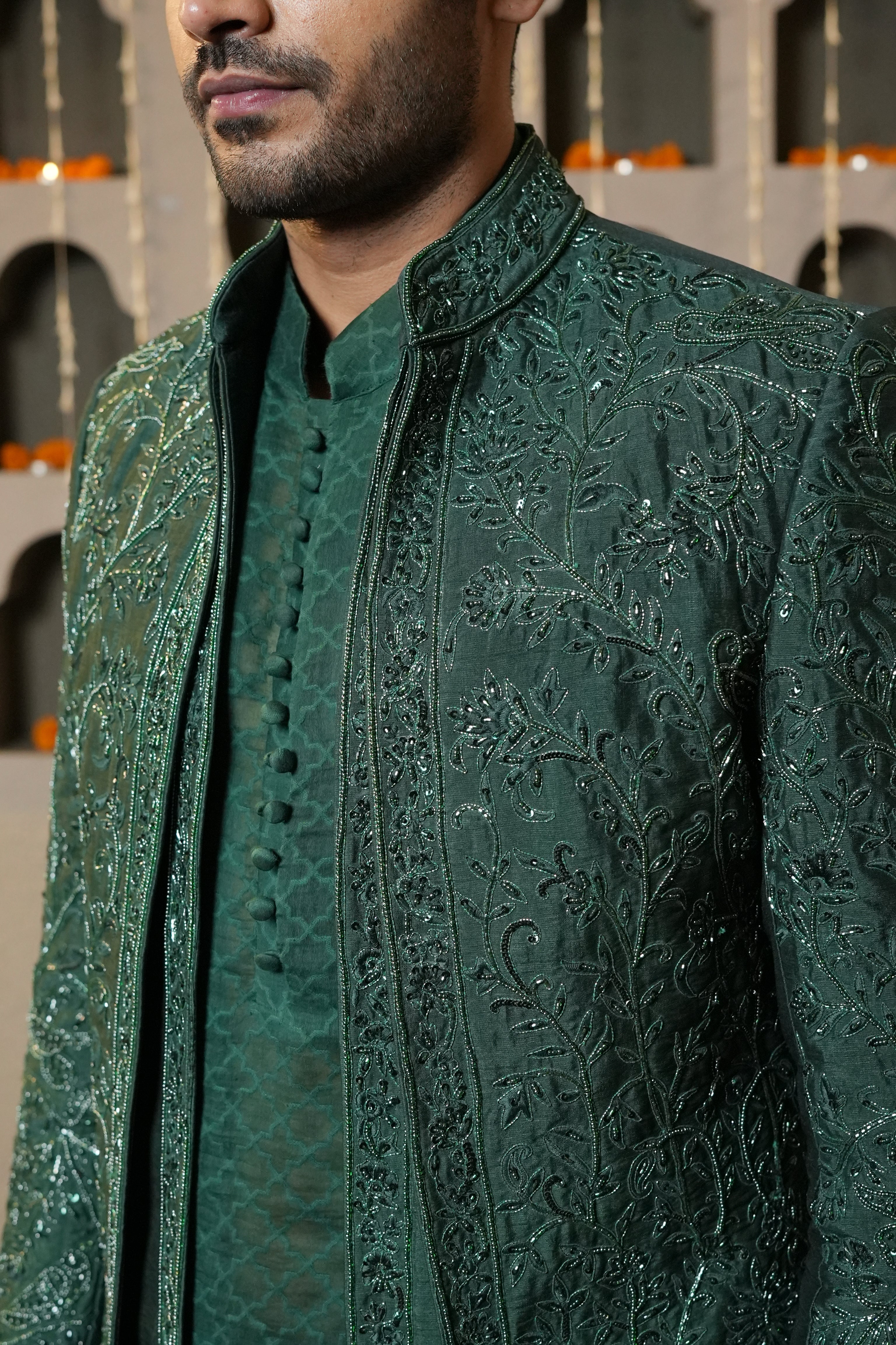 Emerald Layered Indo-Western Set