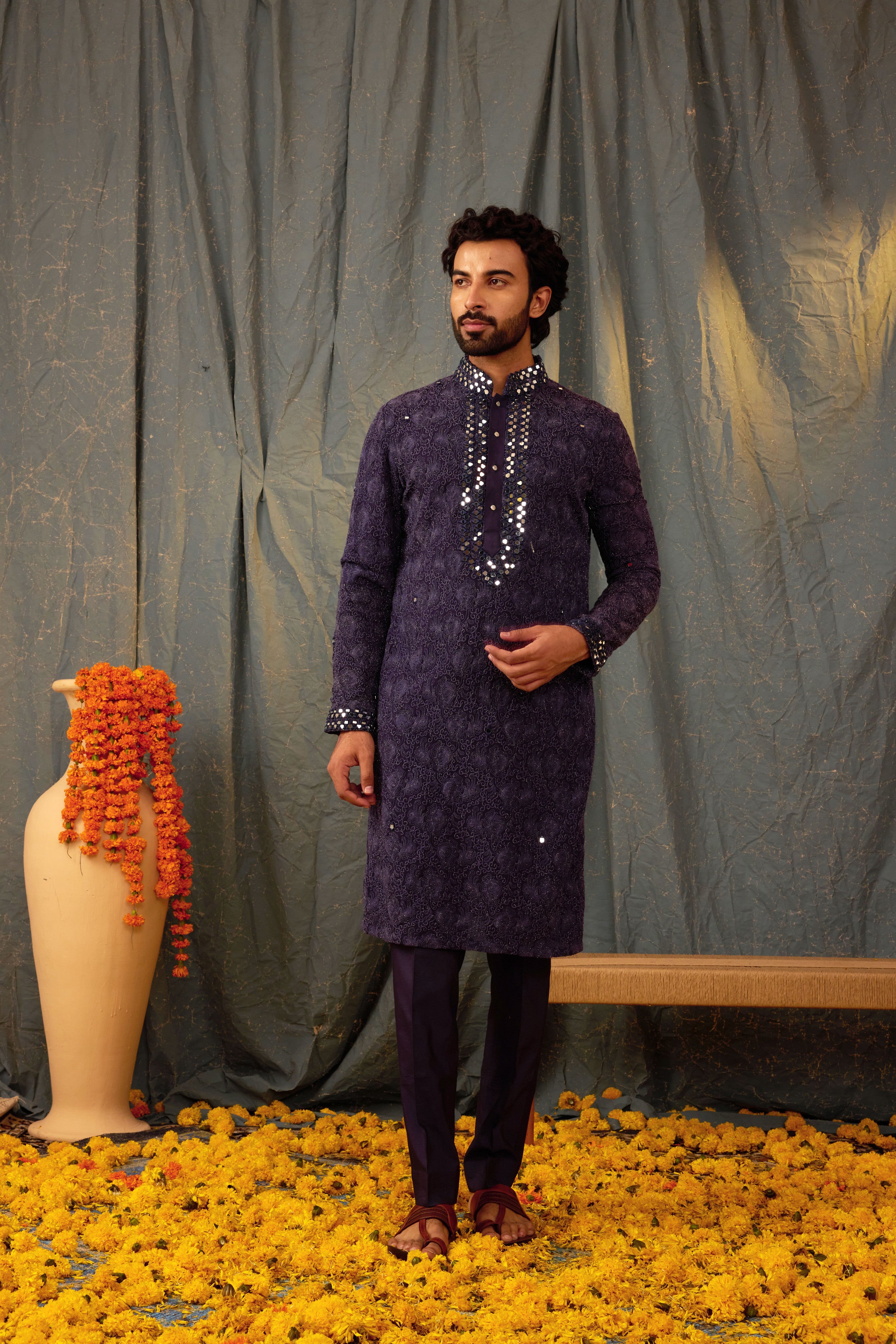 Deep Mauve Mirror Kurta Set